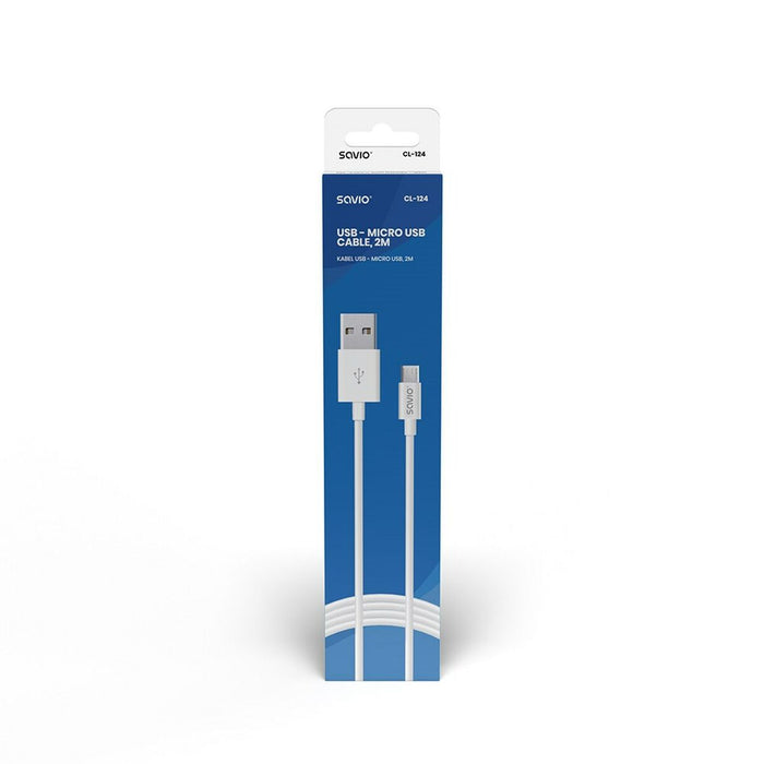 Cablu USB la micro USB Savio CL-124 Alb 2 m
