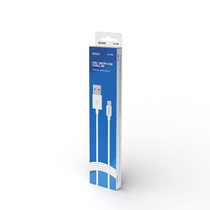 Cablu USB la micro USB Savio CL-124 Alb 2 m