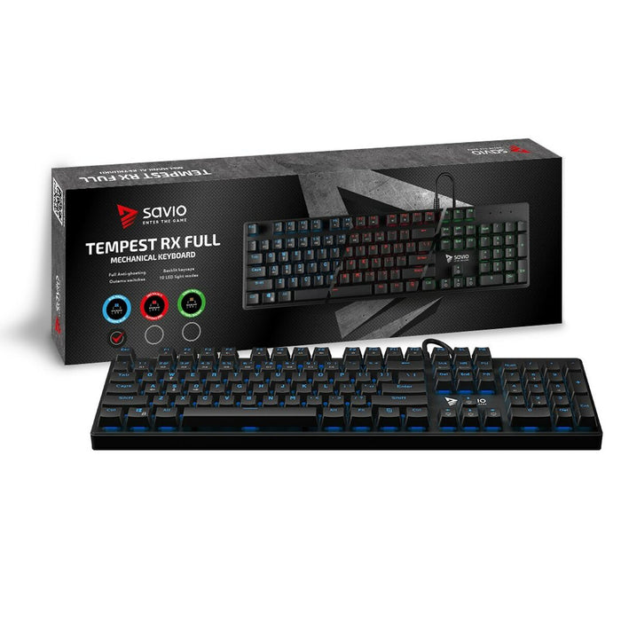 Tastatură Savio RX FULL Albastru Negru QWERTY