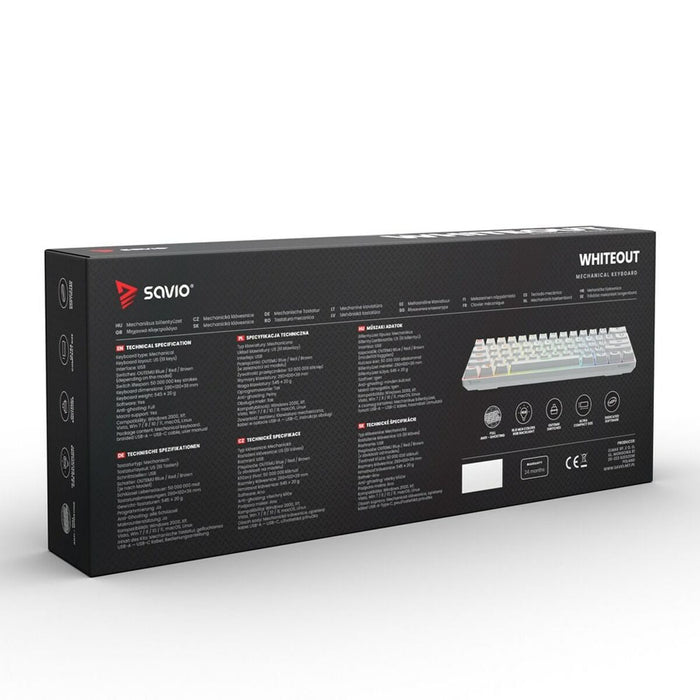 Tastatură Savio Whiteout Alb Multicolor Engleză QWERTY