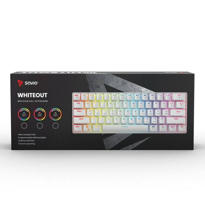 Tastatură Savio Whiteout Alb Multicolor Engleză QWERTY