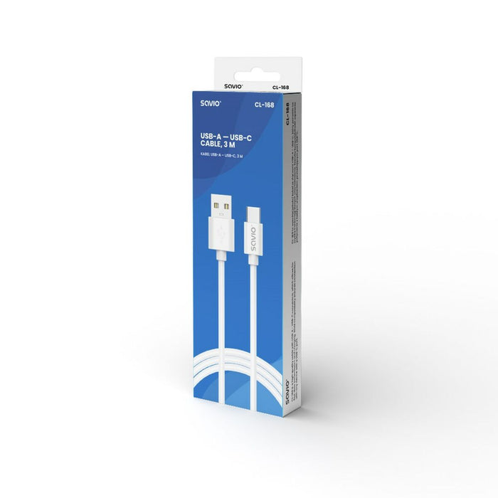 Cablu USB A la USB C Savio CL-168 Alb 3 m