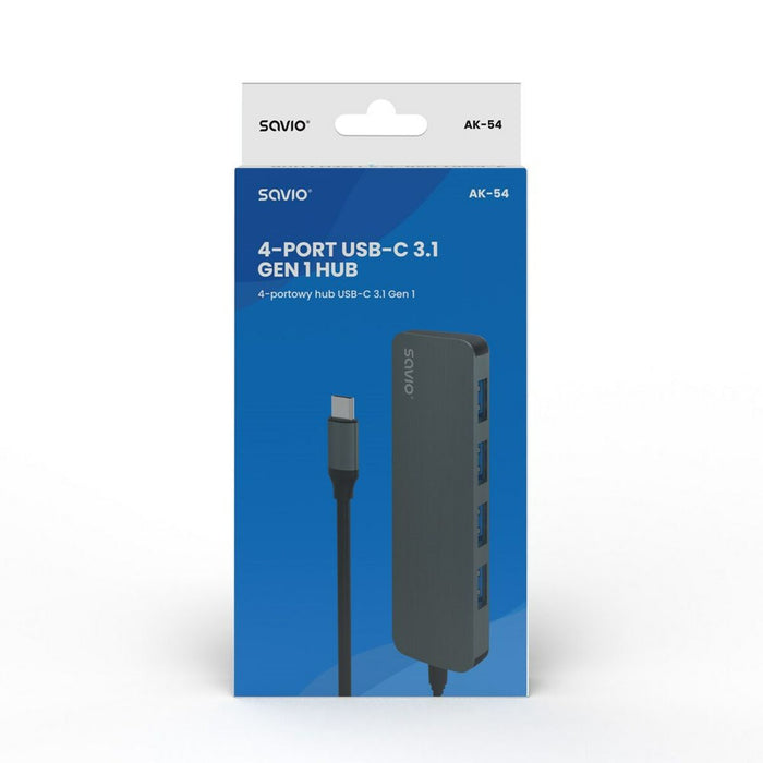 Hub USB-C 4 Porturi Savio AK-54 Gri