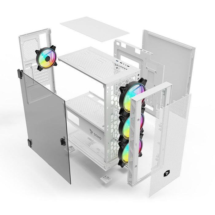 Unitate Semi-tower ATX Savio RAPTOR WHITE X1 Negru Multicolor