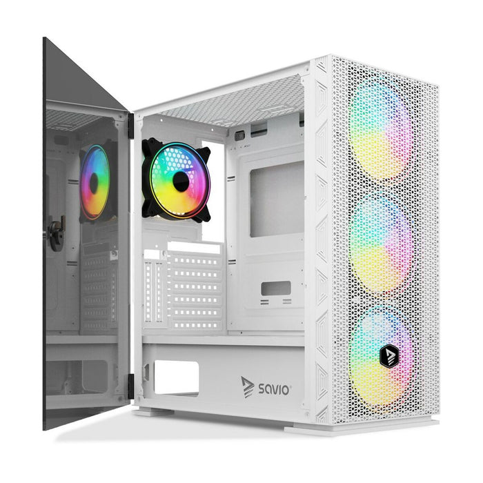 Unitate Semi-tower ATX Savio RAPTOR WHITE X1 Negru Multicolor