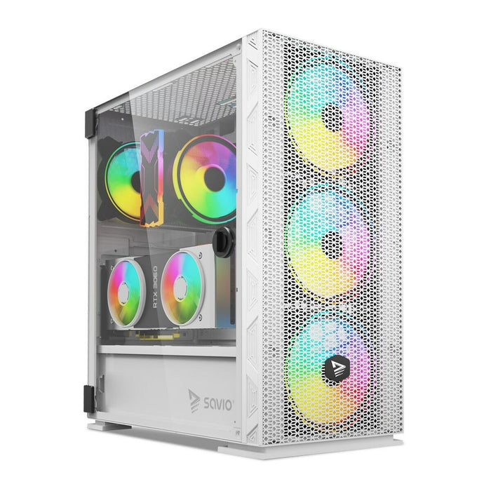 Unitate Semi-tower ATX Savio RAPTOR WHITE X1 Negru Multicolor