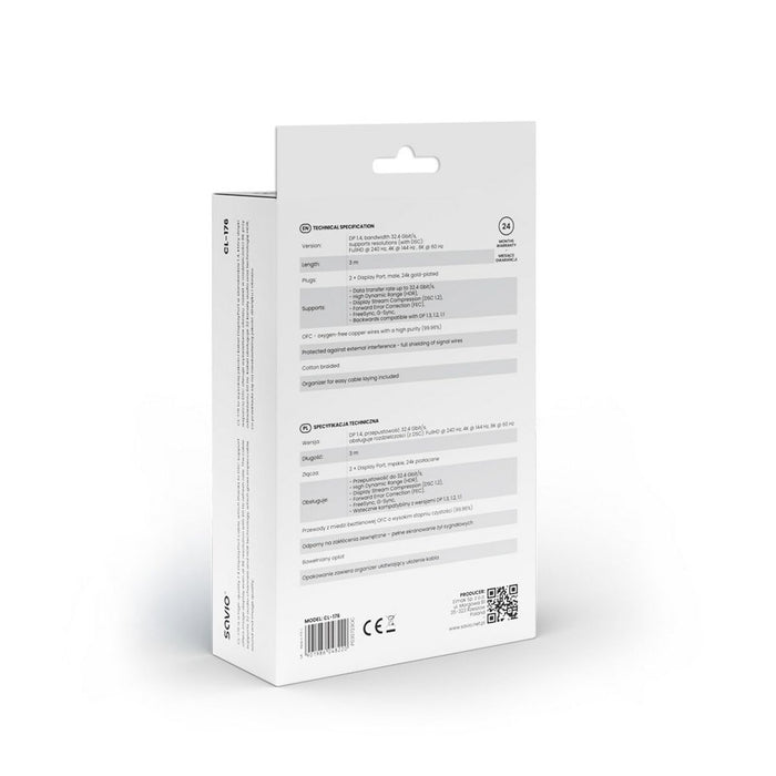 Cablu DisplayPort Savio CL-176 Negru 3 m