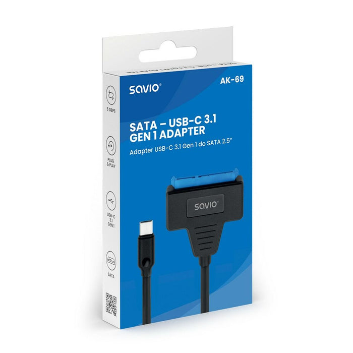 Adaptor USB la SATA pentru Hard Disk Savio AK-69 25 cm