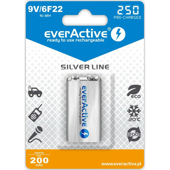 Baterii Reîncărcabile EverActive EVHRL22-250 6F22 200 mAh 9 V