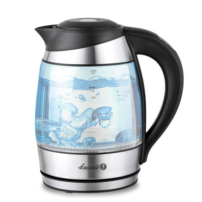 Fierbător Łucznik WK-2020 Negru Sticlă Oțel inoxidabil Plastic 2200 W 1,8 L
