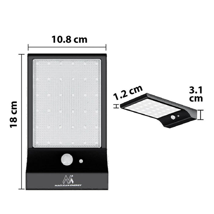 Lampă solară MacLean MCE444 6000 K Negru 4 W 20,1 x 11 x 25,1 cm