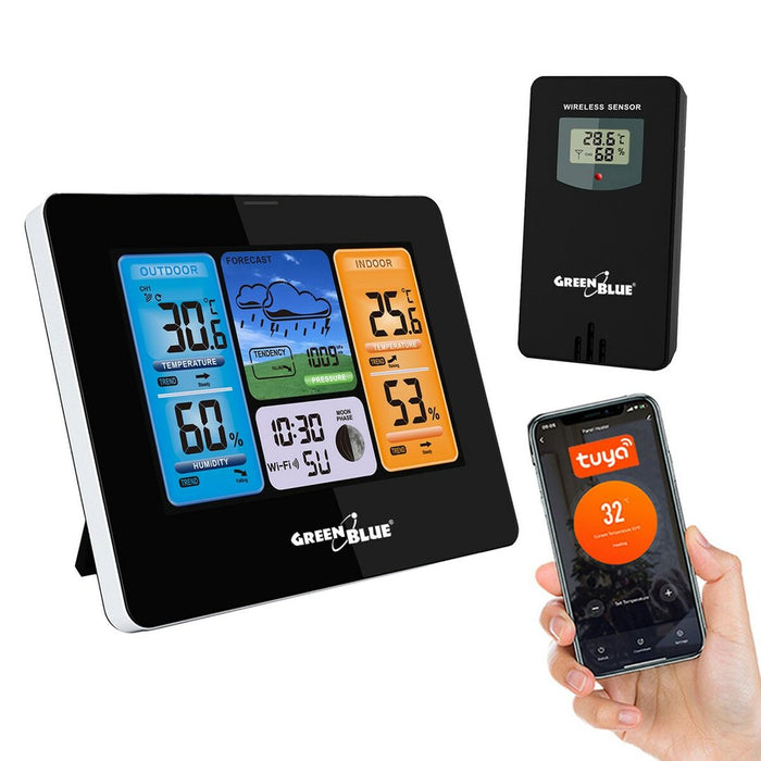 Stație Meteorologică Multifuncțională Greenblue GB215 Alb Negru Gri