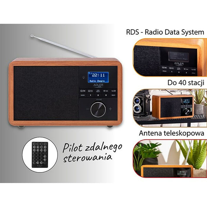 Radio Adler AD 1184 Negru Lemn