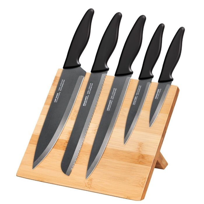 Set de Tacâmuri Smile SNS-4 Negru Gri Lemn Oțel inoxidabil 5 Piese