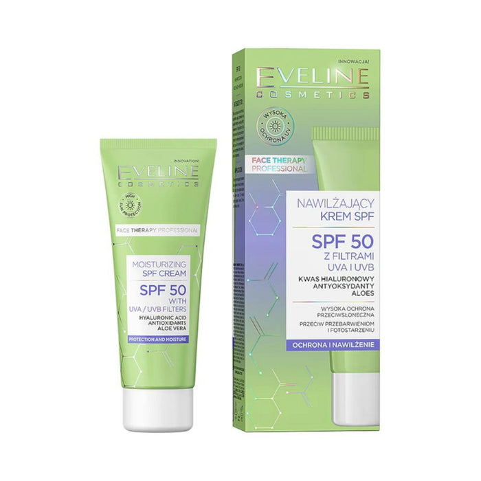 Cremă de față Eveline Cosmetics Therapy Professional Aloe, hidratantă, SPF 50, 30 ml