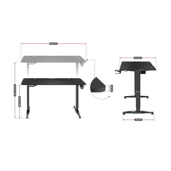 Birou Huzaro HZ-Hero 8.5 Negru 140 x 60 cm
