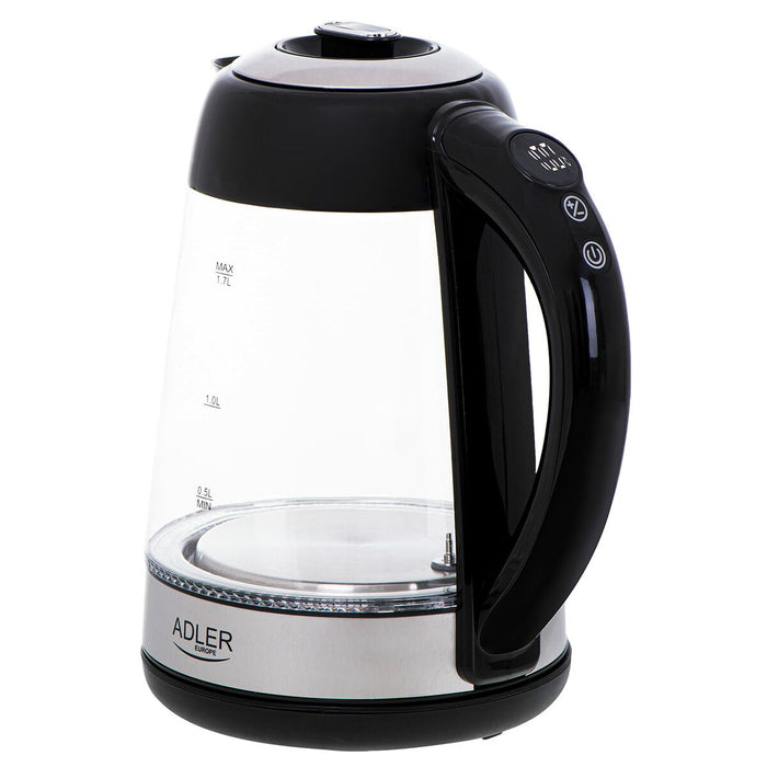 Fierbător Adler AD 1285 Negru Transparent Sticlă Oțel 2200 W 1,7 L