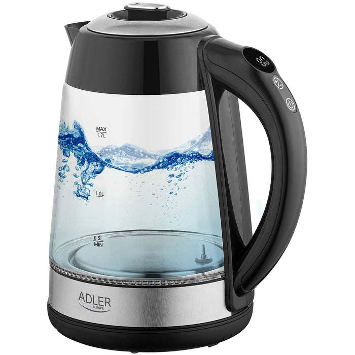 Fierbător Adler AD 1285 Negru Transparent Sticlă Oțel 2200 W 1,7 L