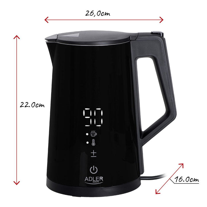 Fierbător Adler AD 1345b Negru Oțel inoxidabil 2200 W 1850 W 1,7 L