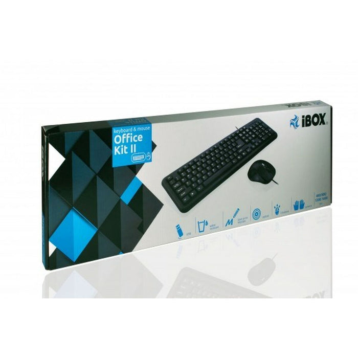 Tastatură și Mouse Ibox OFFICE KIT II Negru Monocrom Engleză QWERTY