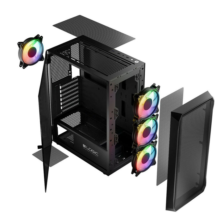 Unitate Semi-tower ATX Logic PORTOS ARGB Alb Negru