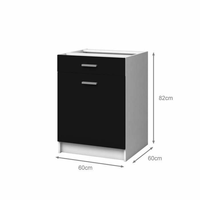 Mobilă Laterală 60 cm Alb Negru mat