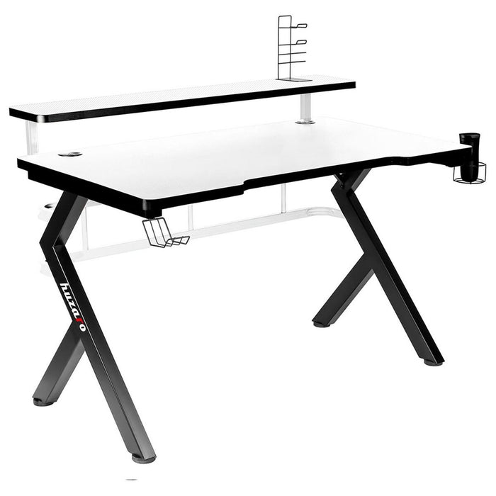 Birou Gaming Huzaro HZ-Hero 5.0 White Alb Negru Fibră de carbon 120 x 60 cm