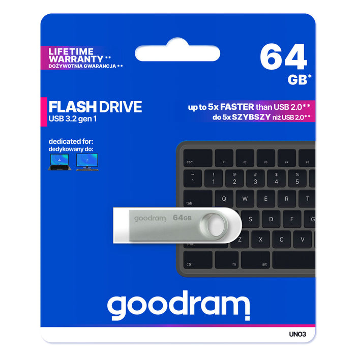 Memorie USB GoodRam UNO3-0640S0R11 Argintiu 64 GB