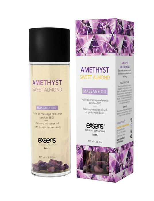 Ulei de masaj, Exsens, Amethyst Sweet Almond, cu pietre de ametist, 100 ml