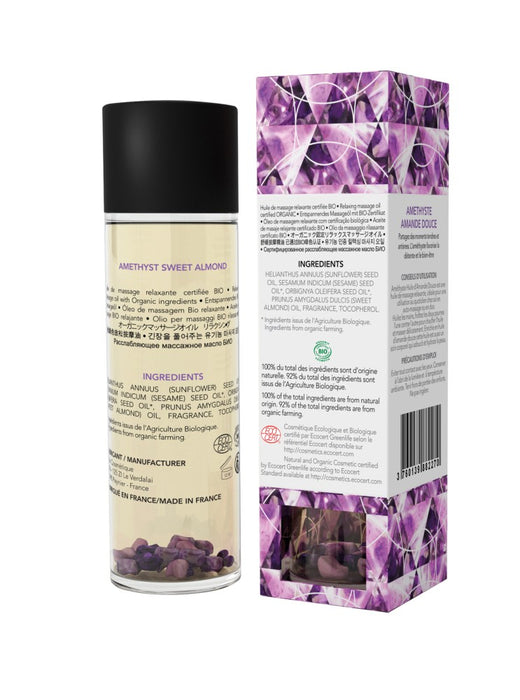 Ulei de masaj, Exsens, Amethyst Sweet Almond, cu pietre de ametist, 100 ml