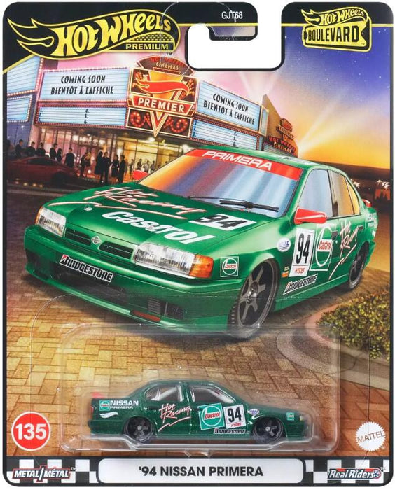 Mașinuță Mattel Hot Wheels Premium Boulevard, '94 Nissan Primera, metal/metal, Real Riders