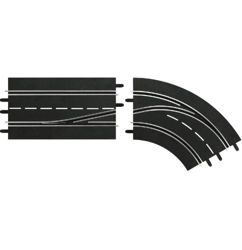 Pistă Carrera Digital 132, schimbare de bandă în curbă spre dreapta, din interior spre exterior