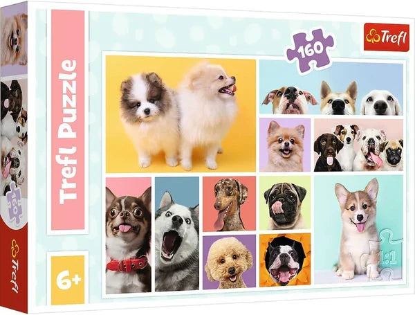Puzzle Trefl, Prietenia cățelușilor, colaj cu căței, 160 piese, 6+ ani