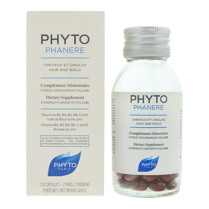 Supliment alimentar Phyto Phytophanère, pentru păr și unghii, cu biotină, vitamine și zinc, 120 capsule