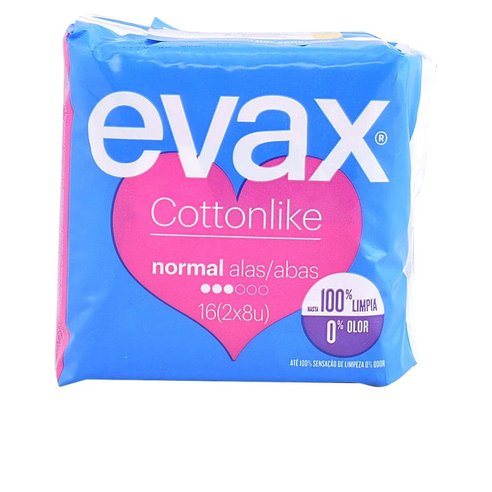 Absorbante igienice, EVAX Cottonlike Normal Plus, 16 bucăți, cu aripioare