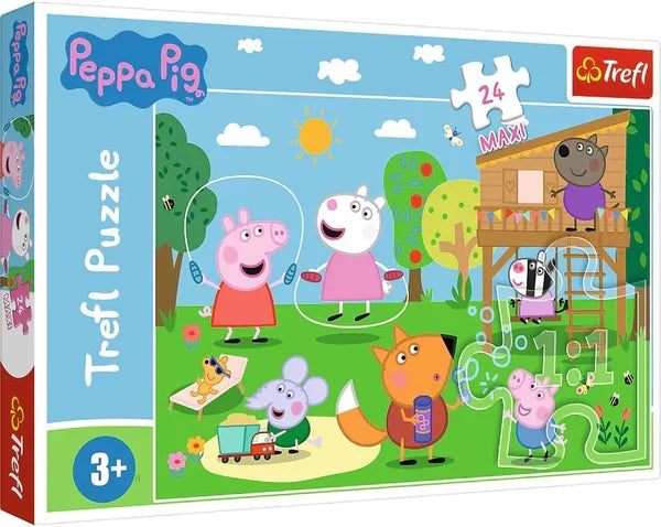 Puzzle Trefl Peppa Pig, Veselie în iarbă, 24 de piese maxi, 3+ ani