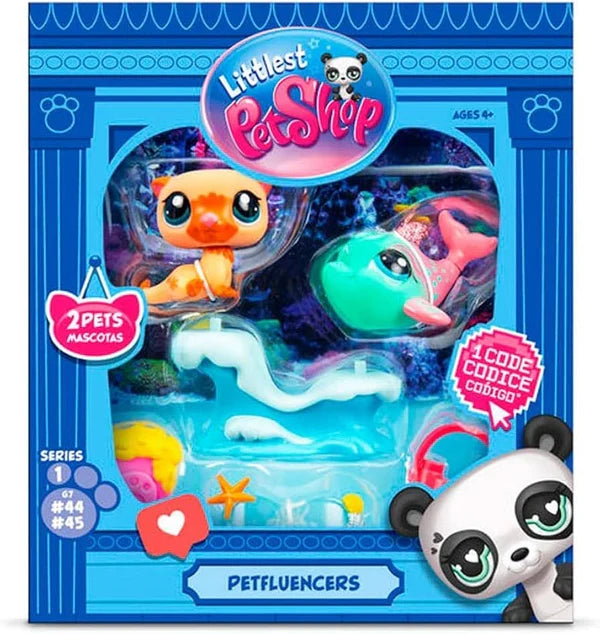 Set de joacă Hasbro Littlest Pet Shop Petfluencers, Shell-Fie Fun, 2 figurine, 4+ ani
