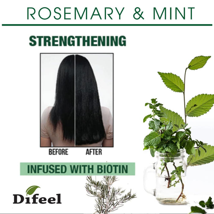 Balsam pentru păr, Difeel Rosemary & Mint Biotin, 12 oz, rozmarin și mentă