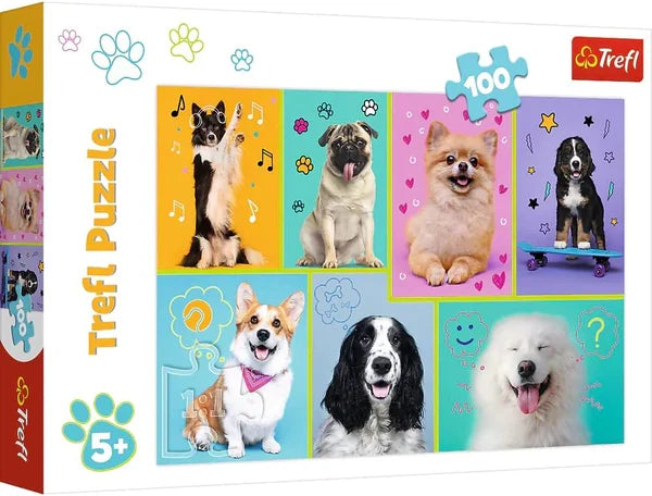 Puzzle Trefl, cățeluși, colaj, 100 piese, 5+ ani