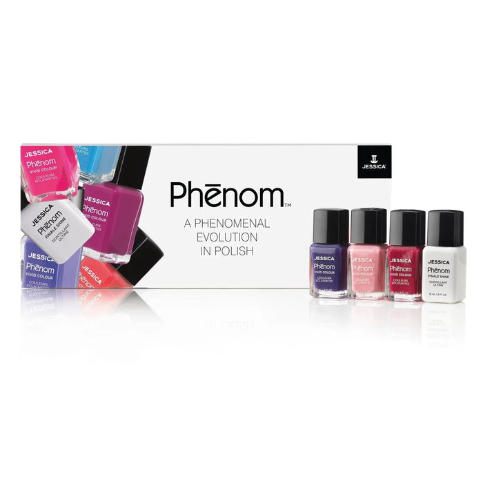 Set lacuri de unghii Jessica Phenom Vivid Colour + top coat Finale Shine, 4 buc.