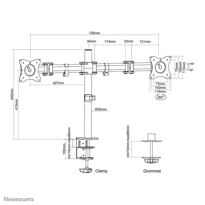 Suport de Masă pentru Ecran Neomounts NM-D135DBLACK