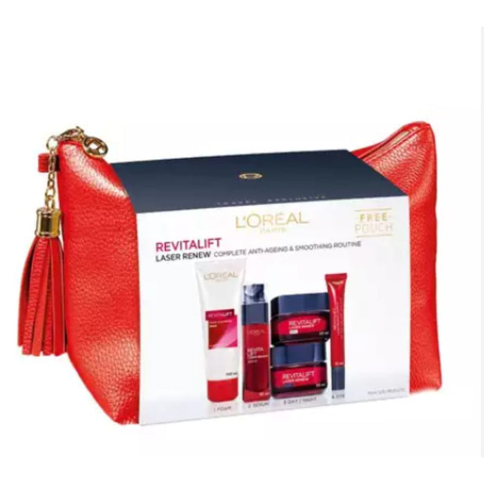 Set L'Oreal Paris Revitalift Laser Renew: spumă de curățare 100 ml + cremă de ochi 15 g + ser 30 ml + cremă de noapte