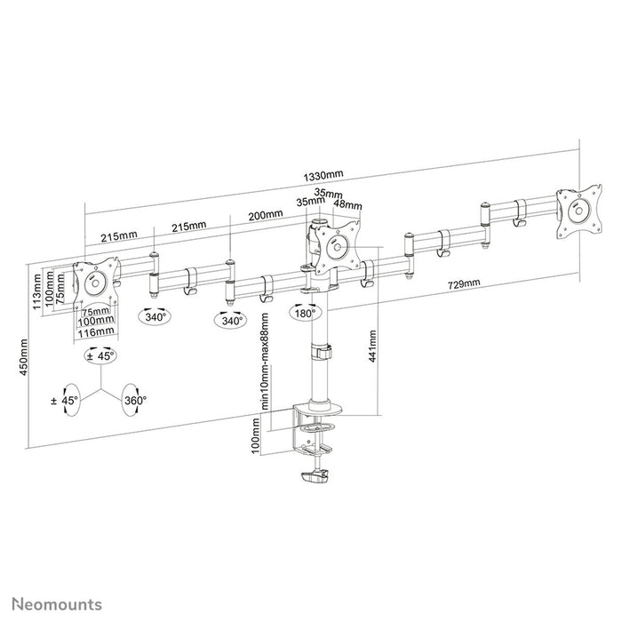 Suport de Masă pentru Ecran Neomounts NM-D135D3BLACK