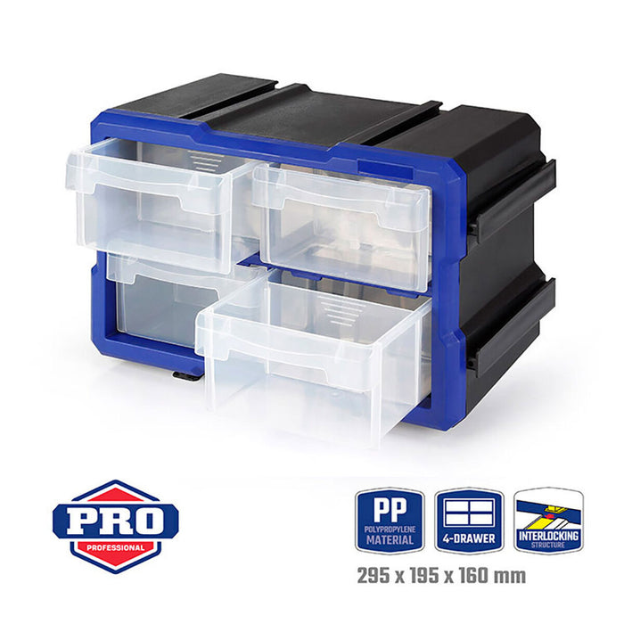Sertar multifuncțional Workpro Transparent 4 sertare Stivuibil