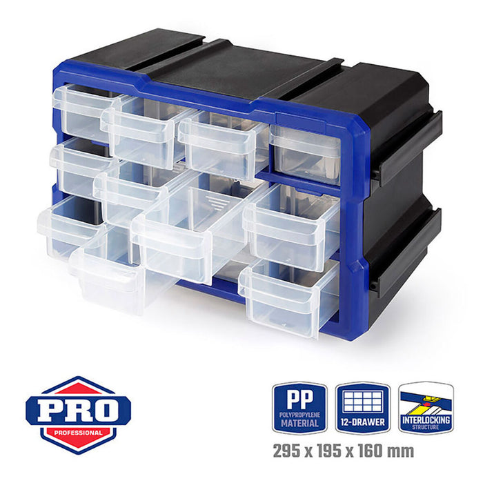 Sertar multifuncțional Workpro Transparent 12 sertare Stivuibil