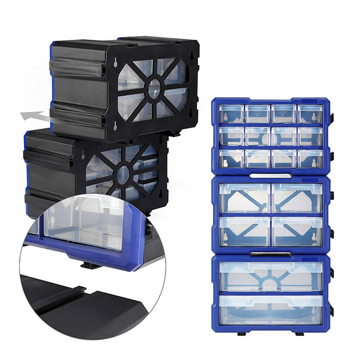 Sertar multifuncțional Workpro Transparent 12 sertare Stivuibil