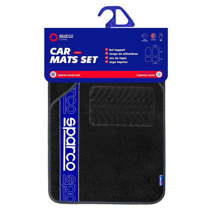 Set de covoraș pentru podea auto Sparco F510 Covor Universal Negru Albastru 4 Piese