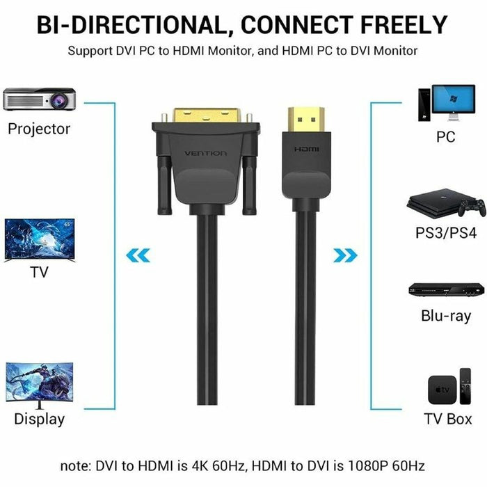 Adaptor DVI la HDMI Vention ABFBF Negru 1 m