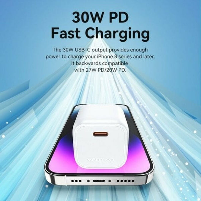 Încărcător de Perete Vention FAKW0-EU 30 W USB-C Albastru