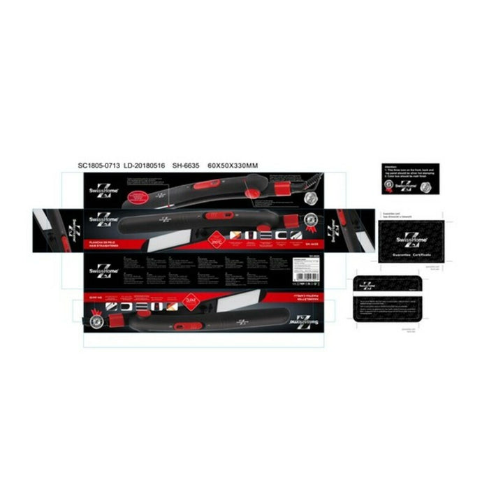 Placă de Păr din Ceramică SwissHome 25 W Negru Roșu